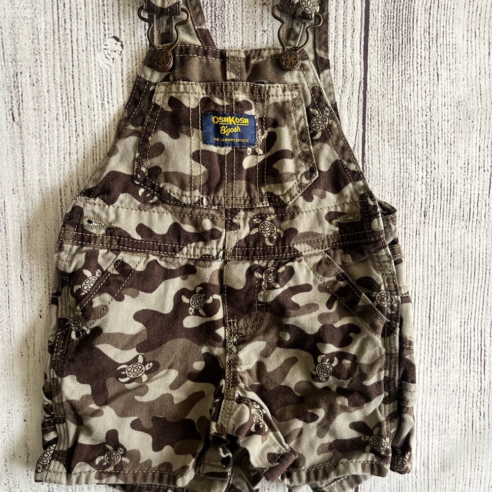 Osh Kosh Sea Turtle Camo Shorteralls Shortalls Overalls 6months Vintage